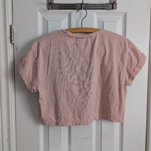 Gymshark Fraction Cropped Tee Cuffed Sleeves Baby Pink M Gym Workout - Picture 3 of 9
